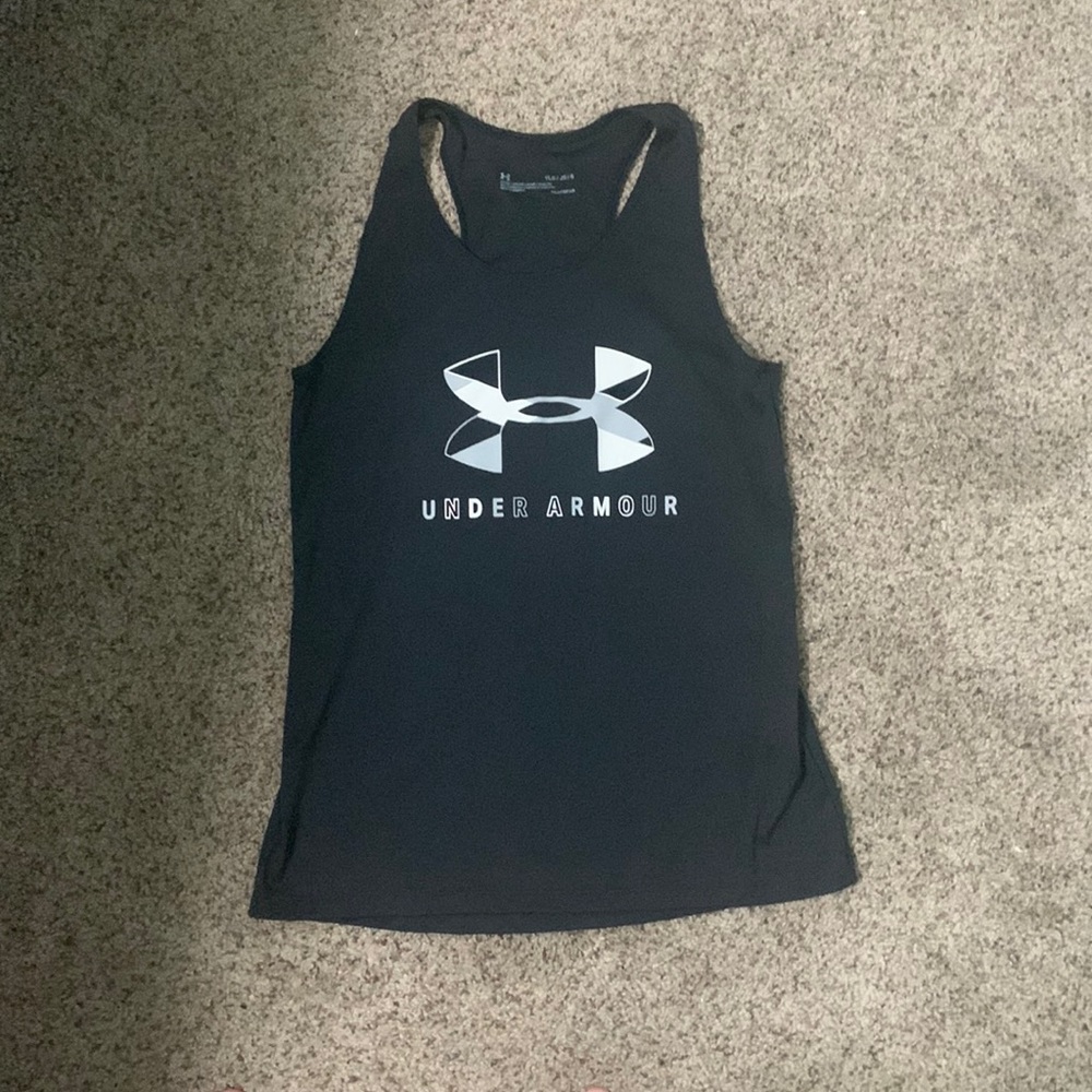 Girls Youth Large Black Under Armour Heat-gear Tanktop